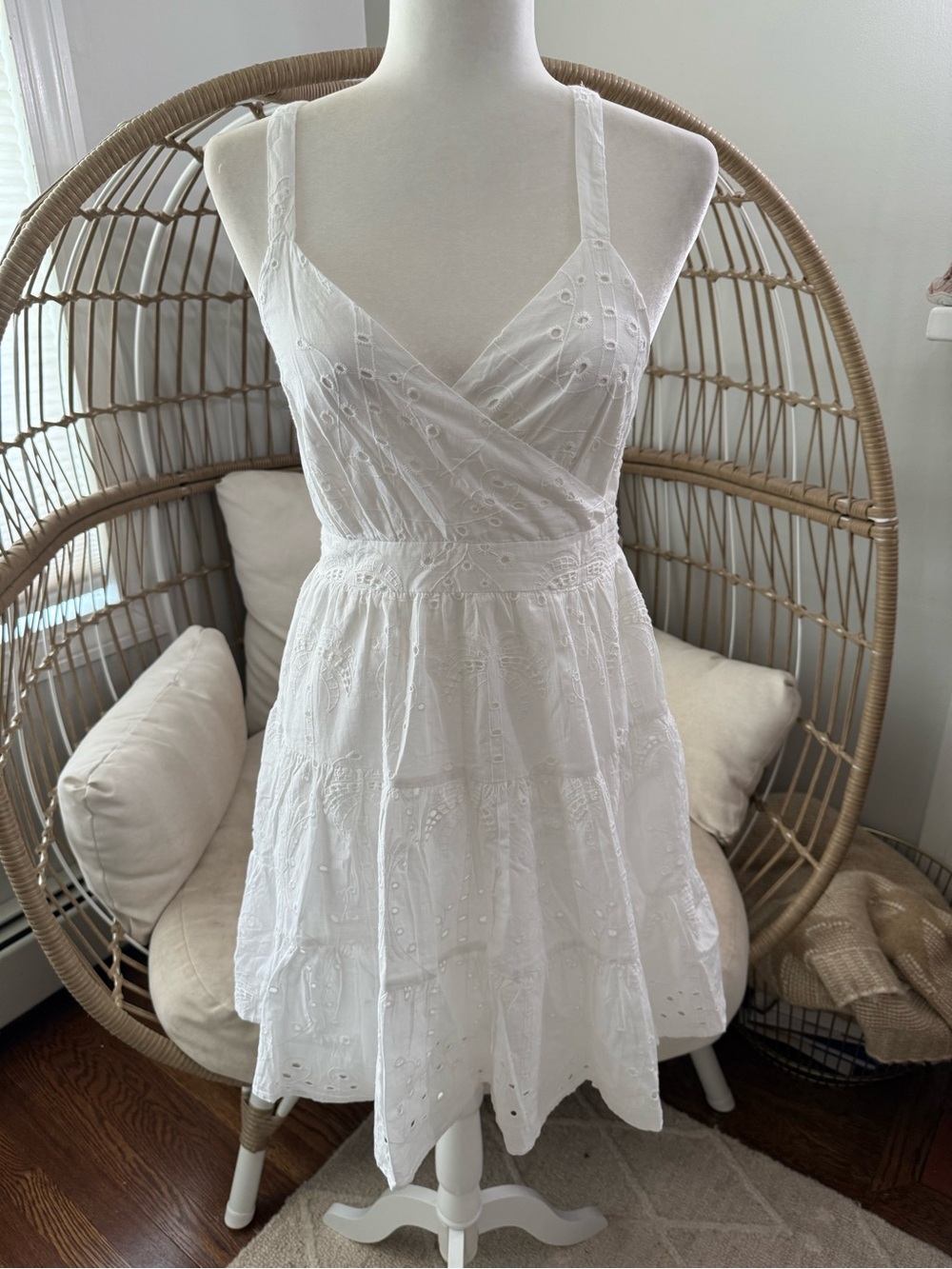 Next White Eyelet Embroidered Sundress Cottagecore Boho Cotton Size 8